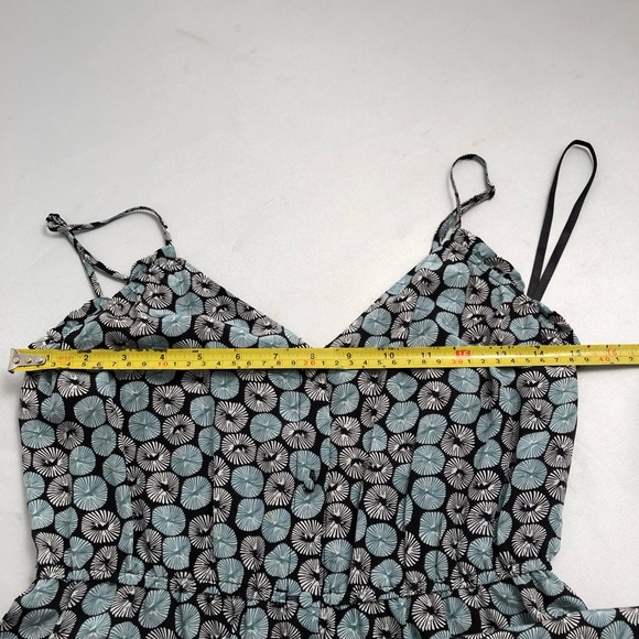 Ecote multicolor black aqua v-neck silk button front dress with spaghetti straps - Picture 7 of 8